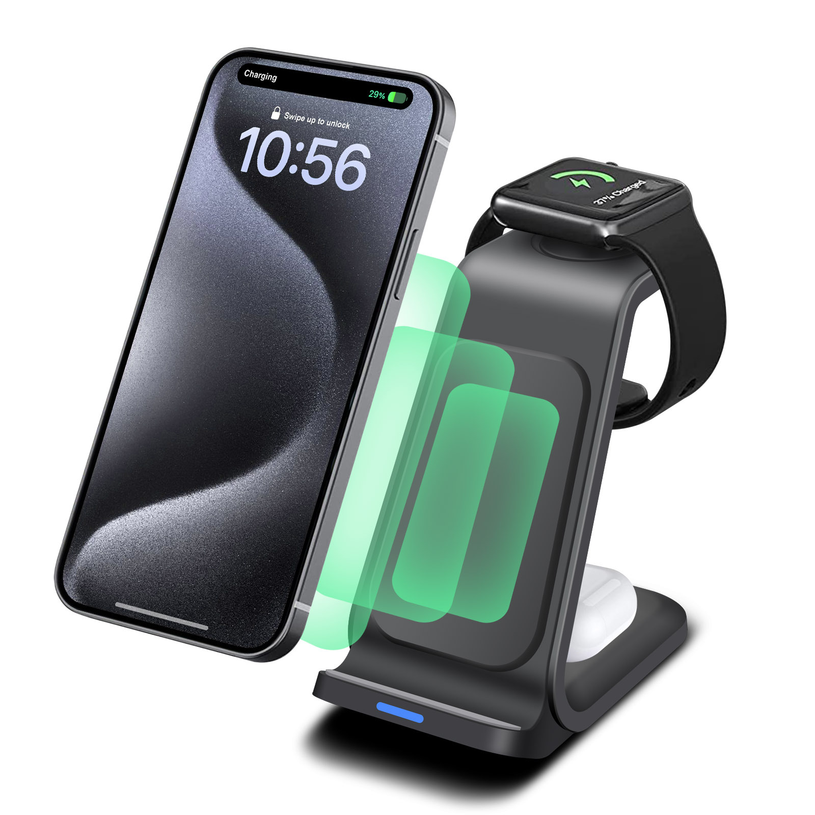Smartwatch X - แท่นชาร์จ 3 in 1 สำหรับ iPhone,