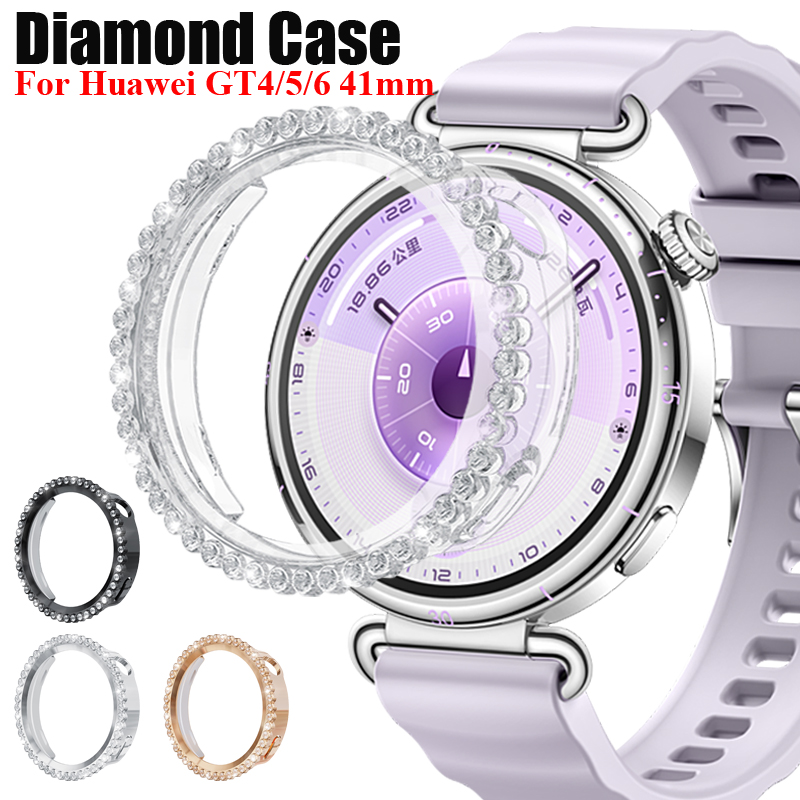 Huawei Smartwatch Accessories - เคสเพชรสำหรับนาฬิกาหัวเว่ย GT6 41 มม. อุปกรณ์เสริมเคสป้องกันแบบกลวง ตัวป้องกันหน้าจอสำหรับหัวเว่ย