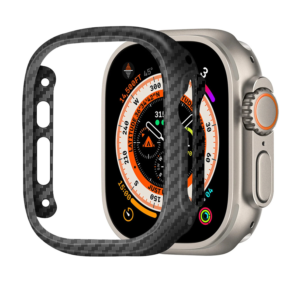 Watch Face Protector - เคฟลาร์คาร์บอนไฟเบอร์เคสบางสำหรับแอปเปิ้ลวอตช์อัลตร้า 49 มม. ฝาครอบไฟเบอร์อะรามิดสำหรับแอปเปิ้ล อัลตร้า 1/2/3