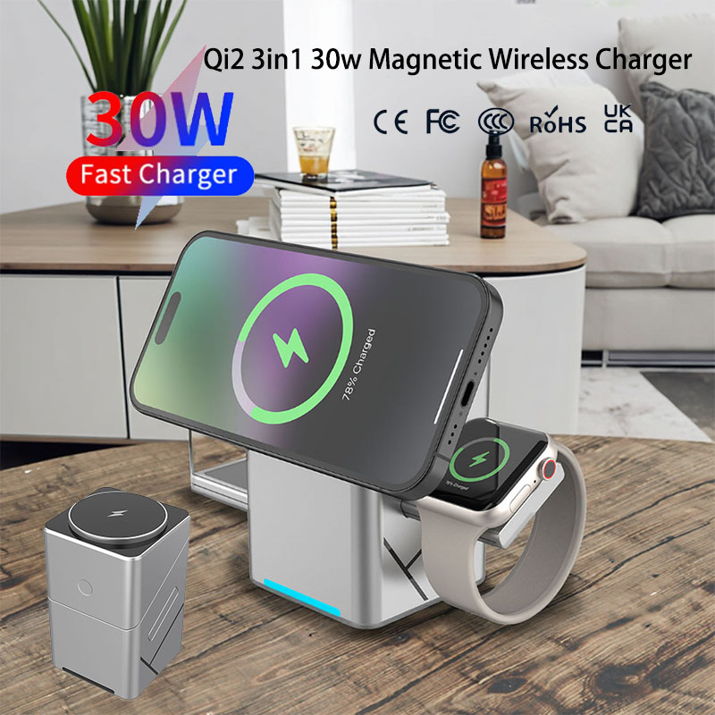 Smartwatch Touch - แท่นชาร์จไร้สายแบบหมุนได้ 15W พร้อมแม่เหล็กอเนกประสงค์ 3 in 1