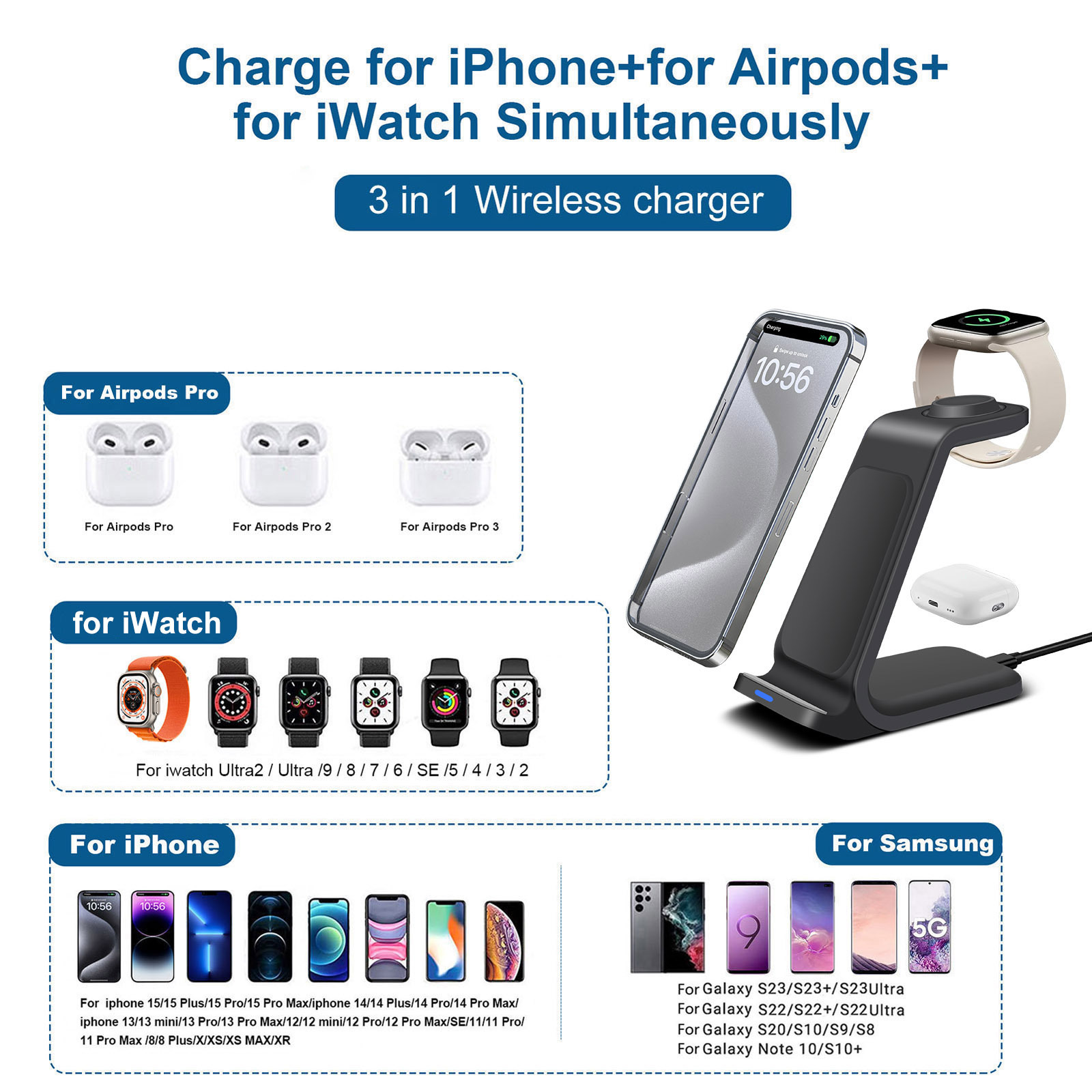 แท่นชาร์จ 3 in 1 สำหรับ iPhone - Smartwatch X บทวิจารณ์และราคา