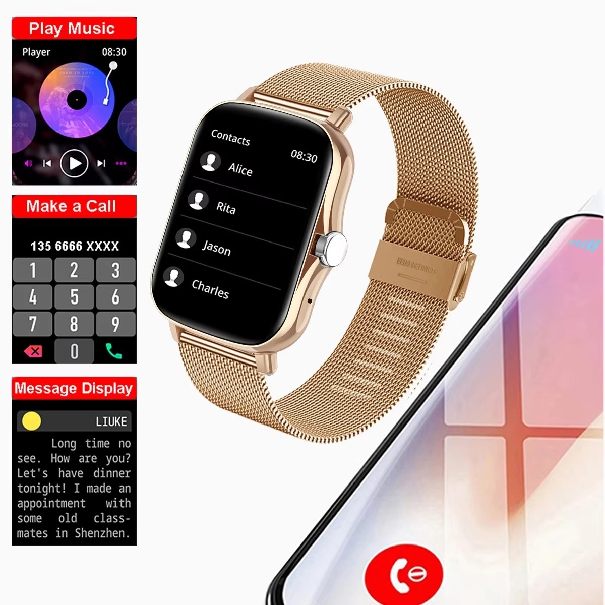 นาฬิกาอัจฉริยะมัลติฟังก์ชันรุ่ - Android Smartwatch Accessories บทวิจารณ์และราคา