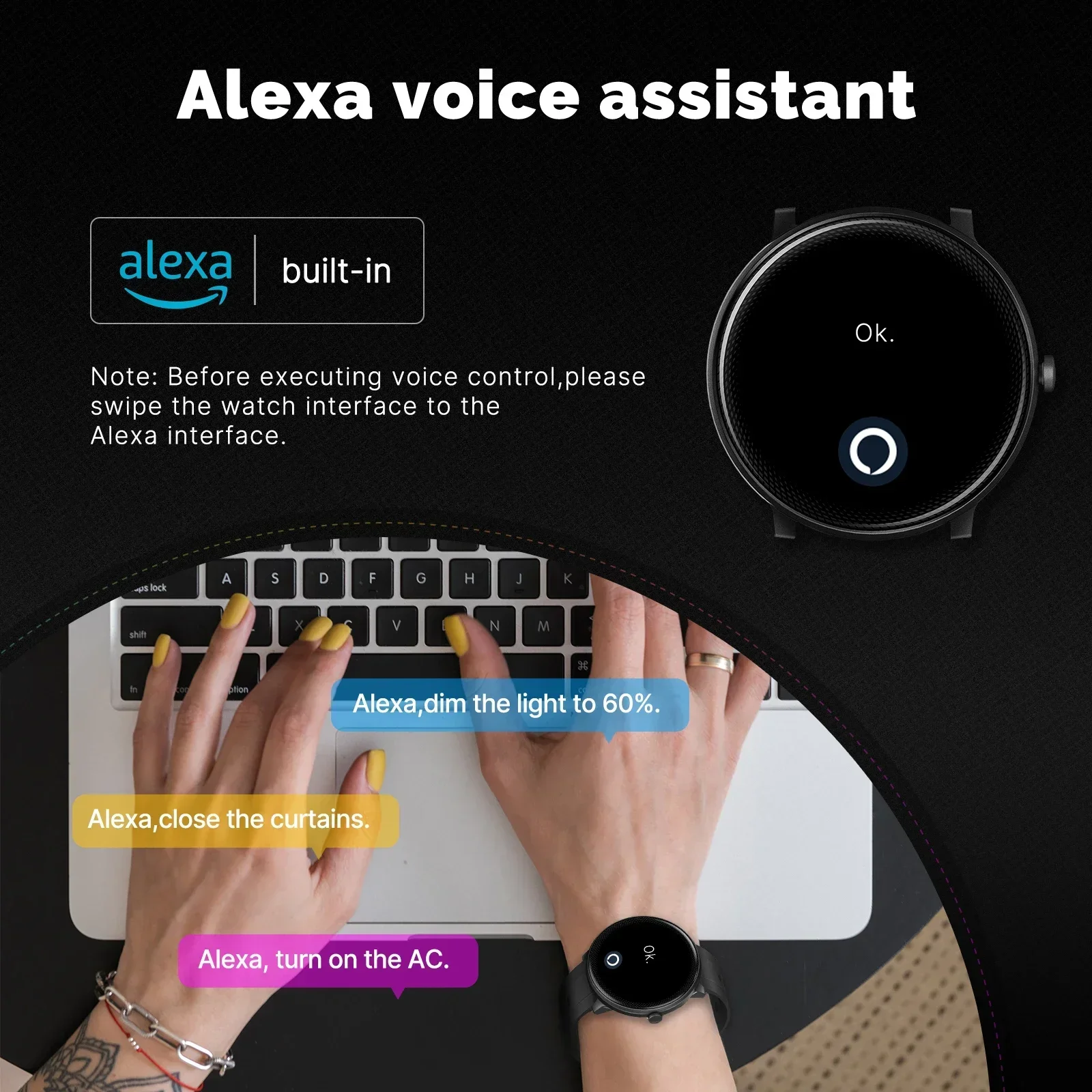 Moes สมาร์ทวอท์ชอเล็กซาในตัวสา - Smartwatch Touch บทวิจารณ์และราคา