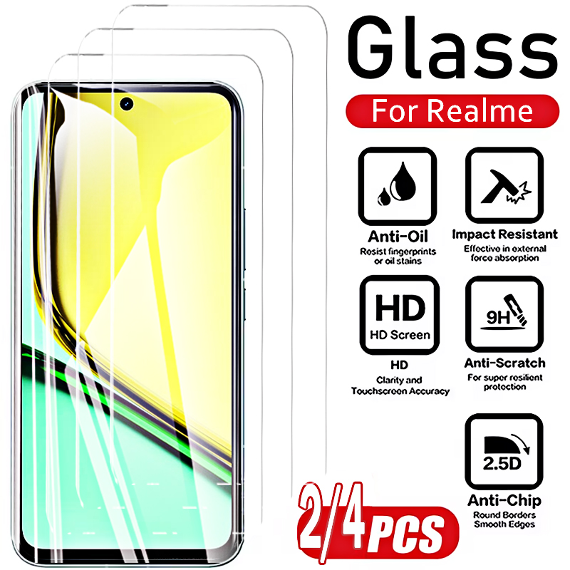 2/4PCS กระจกนิรภัยด้านหน้าสำหร - Realme C67 บทวิจารณ์และราคา